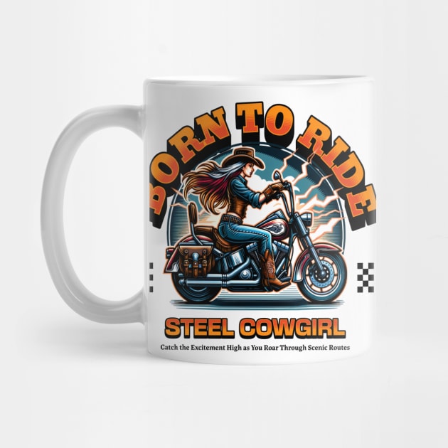 Steel Cowgirl Born to Ride - Biker Spirit Design by Urbanprint